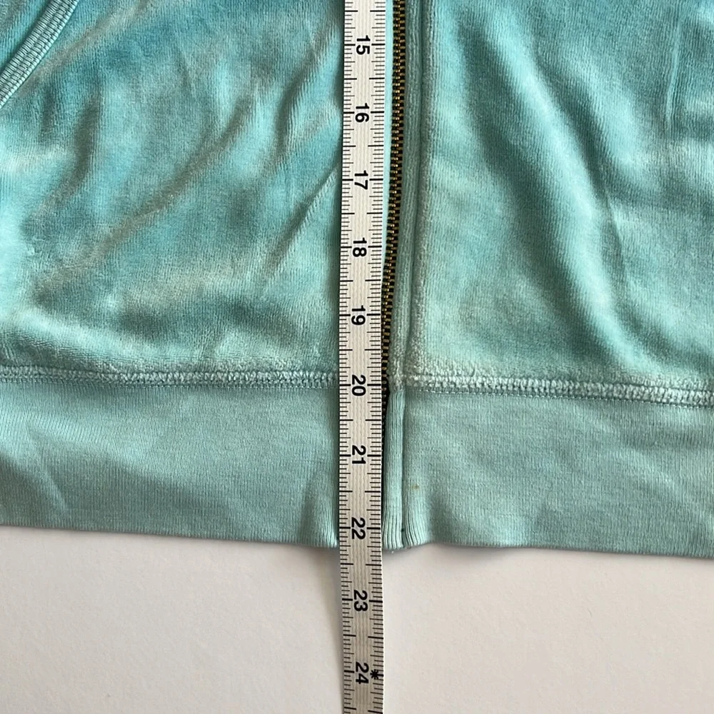 📌SOLD📌 GUC Vintage Y2K Juicy Couture Ombre Blue Velour Zip Up Hoodie  SZ-XL - Picture 14 of 16